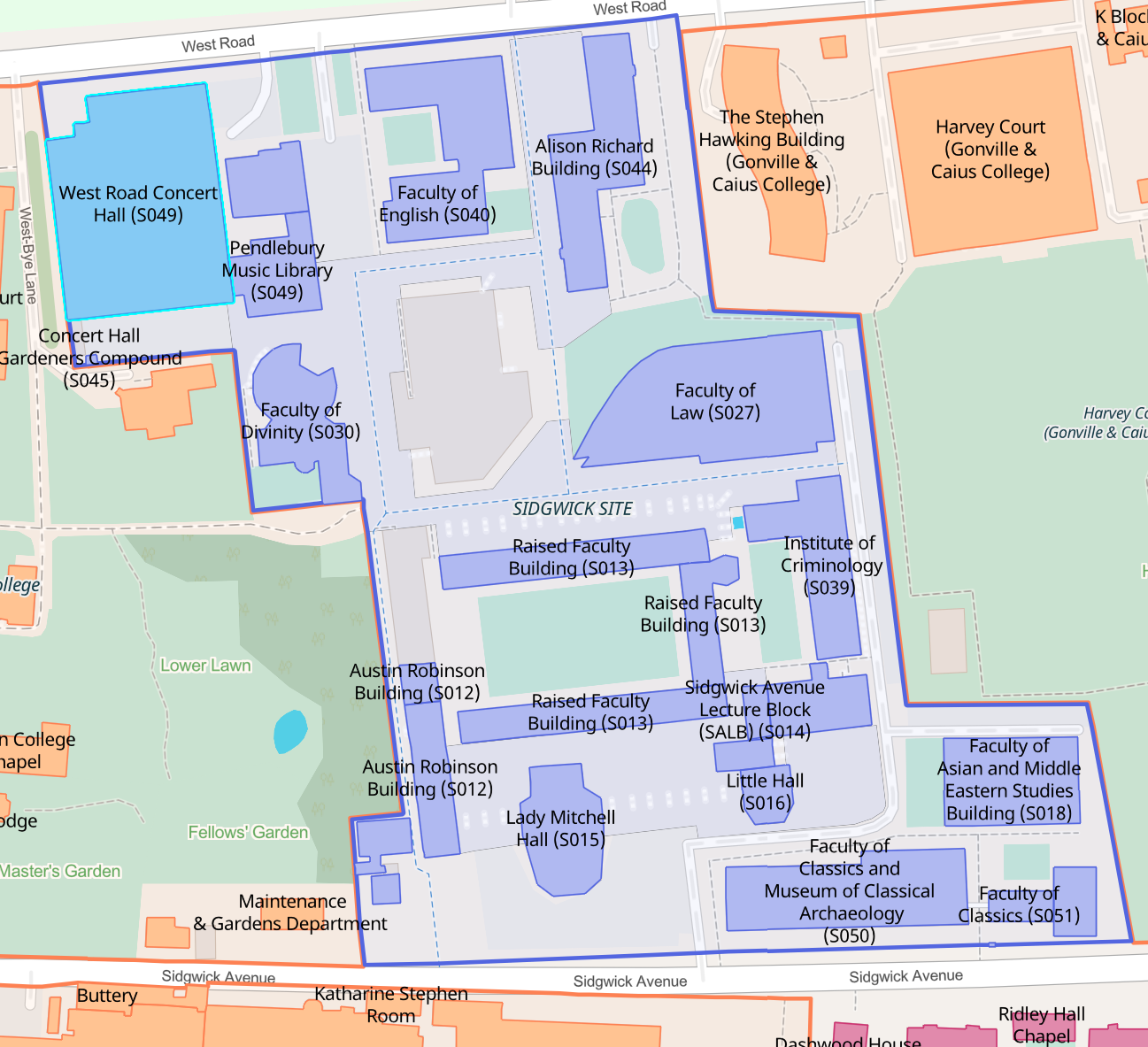 Map of the Sidgwick Site