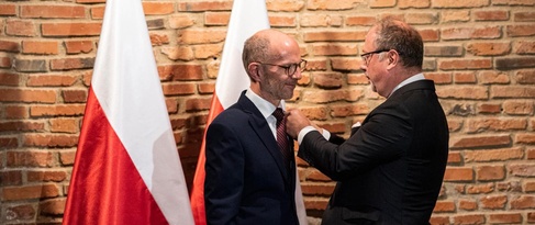 John receiving the Bene Merito medal at the Fryderyk Chopin Museum in Warsaw, 2021