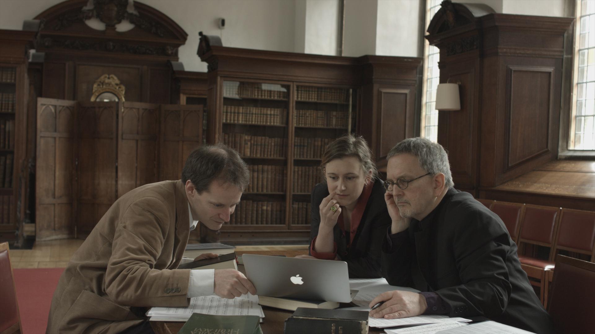 Dr Sam Barrett in consultation with the musicians of Sequentia (courtesy of icafilms.co.uk) Dr Sam Barrett on BBC Radio 3 The Early Music Show