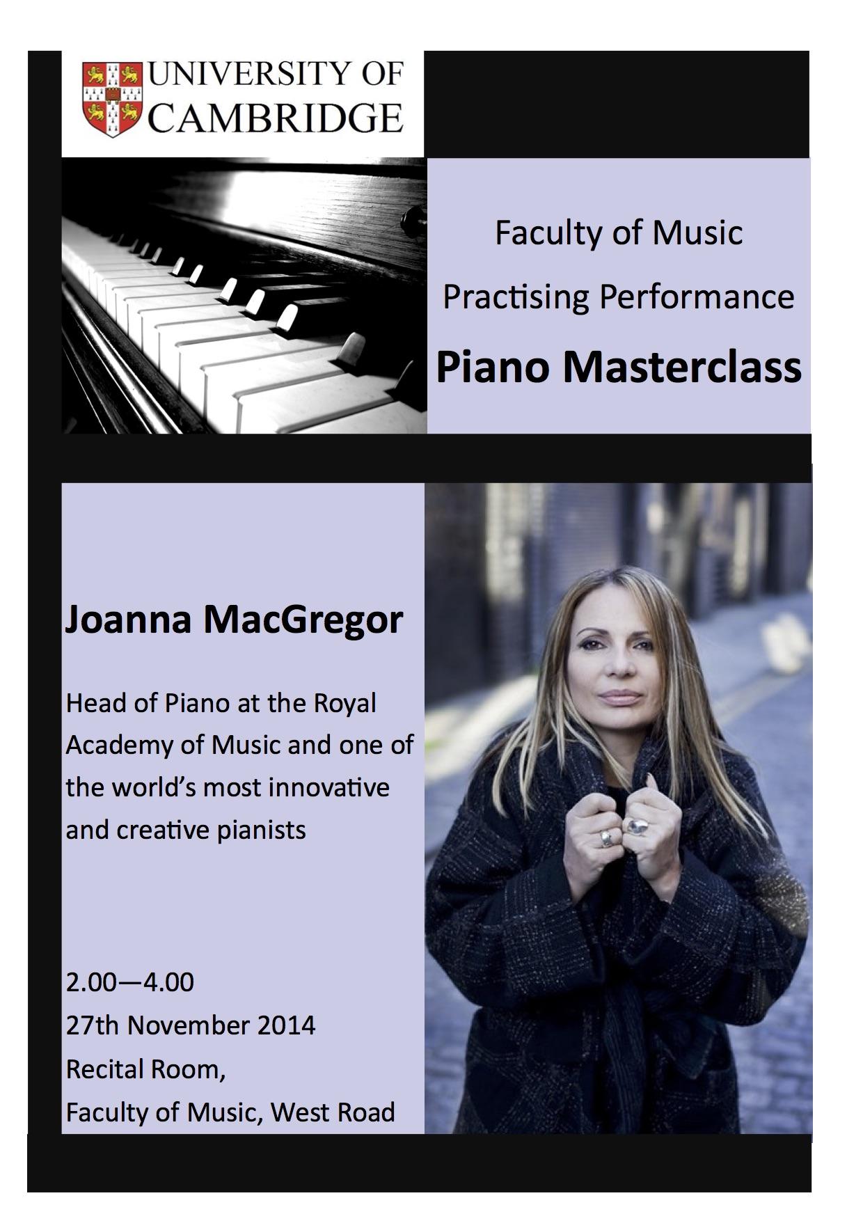 Joanna MacGregor Masterclass – 2.00pm, 27 November